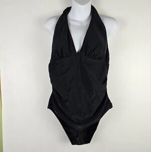 NWT Women's CUPSHE Backless Black One-Piece Halter Swimsuit Size XL Beachy